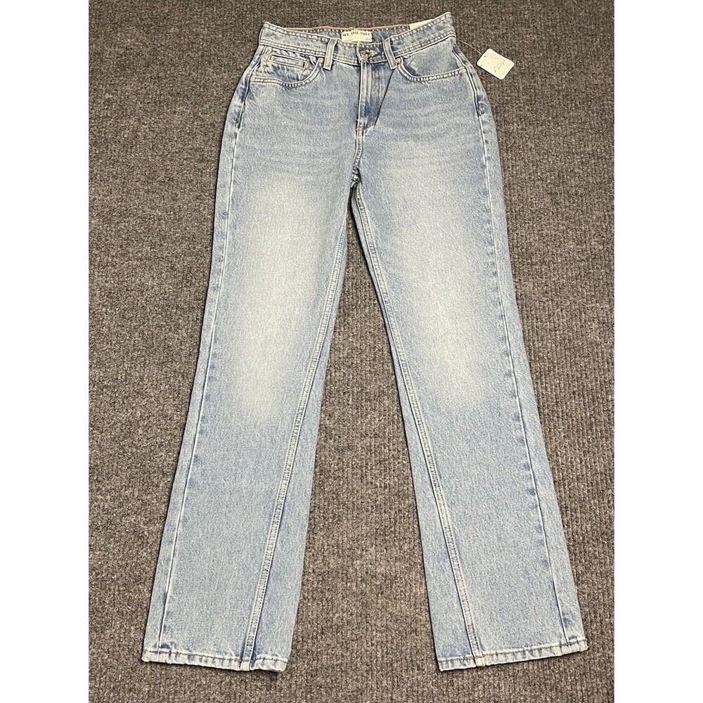 WE THE FREE Xena High Rise Slim Straight Jeans Women Size 26 Blue Light Wash NEW